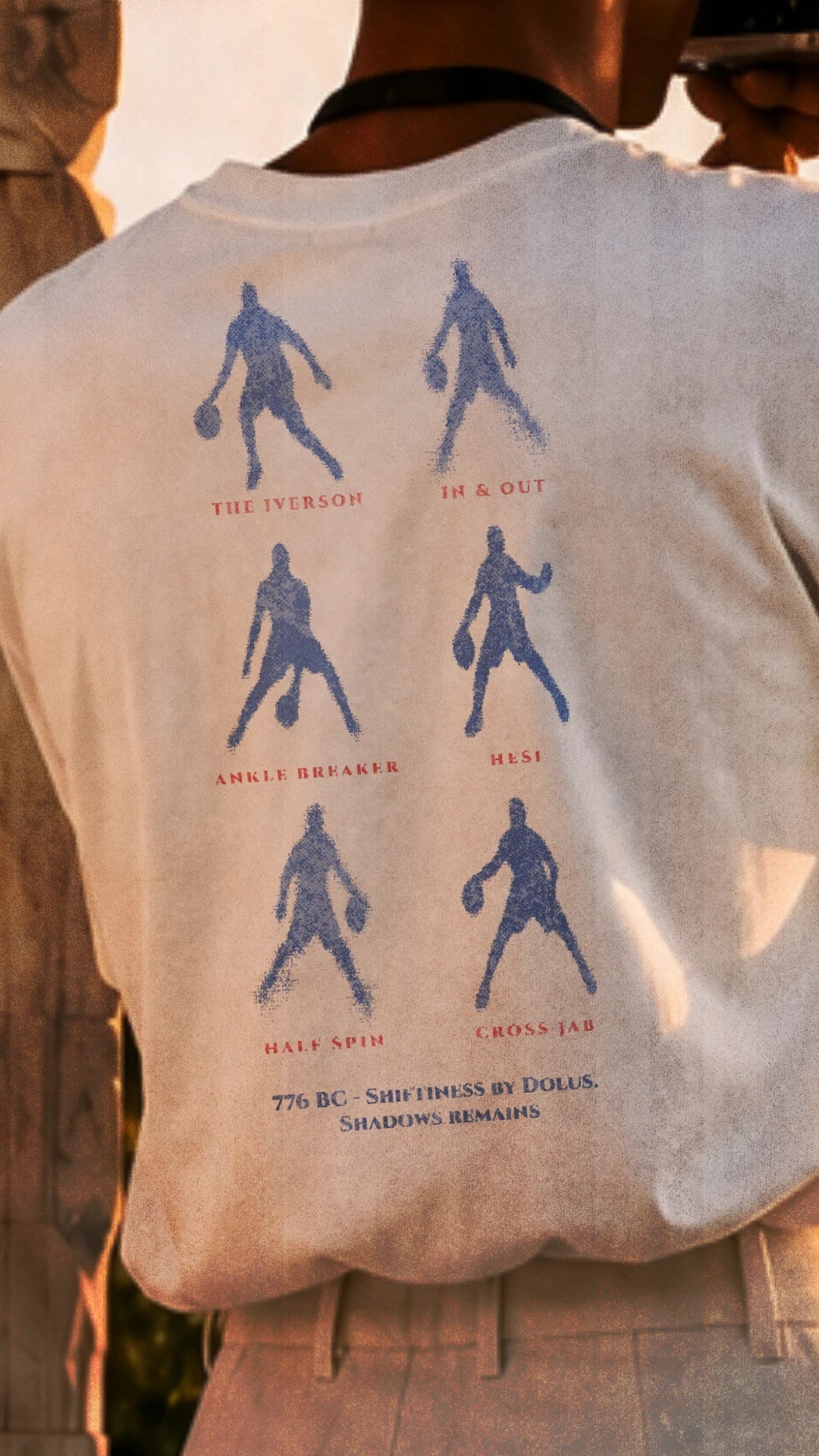 Shifty Cross Tee — close-up — Hoop of Metis
