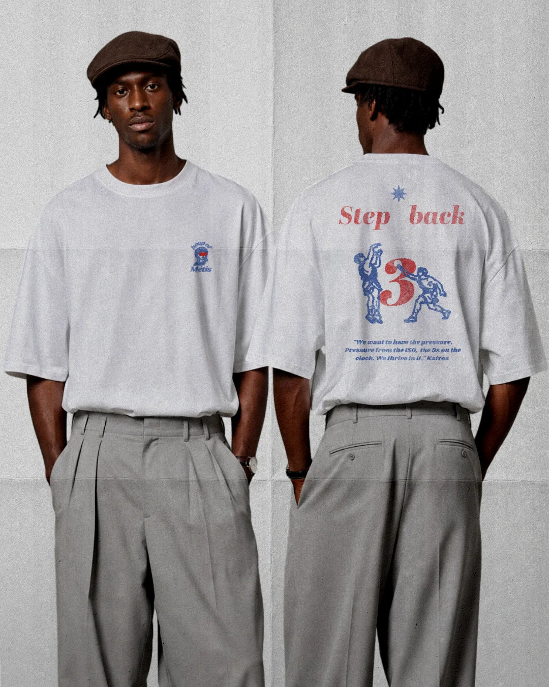 Step Back 3 Tee — worn by model — Hoop of Metis